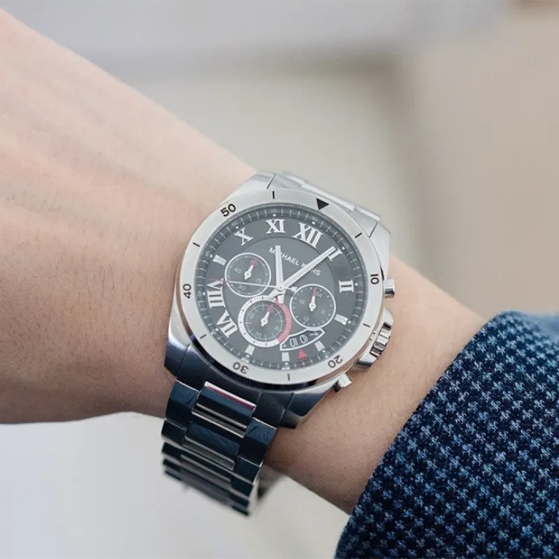 Michael Kors Brecken Black Dial Silver-tone Men's Watch- MK8438